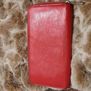 Beautiful Louis Vuitton Red Epi Long Zippy Wallet